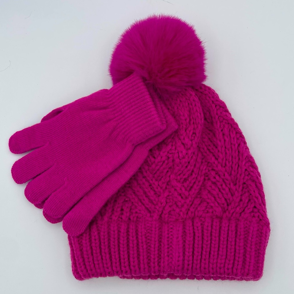 Pink Beanie and Gloves Kids M/L NWT